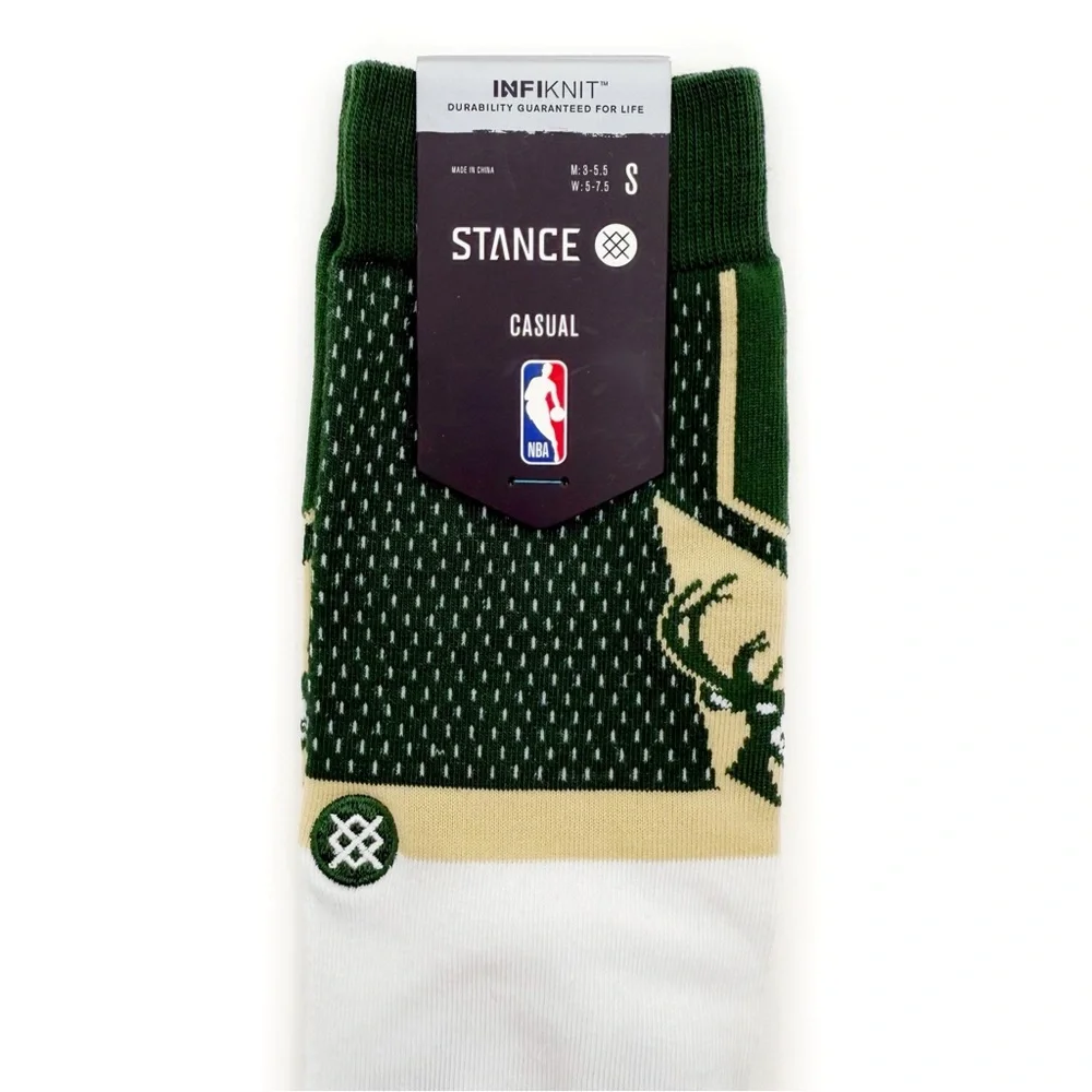 Stance Milwaukee Bucks Shortcut Crew Socks NBA Basketball Small Mens Womens Kids